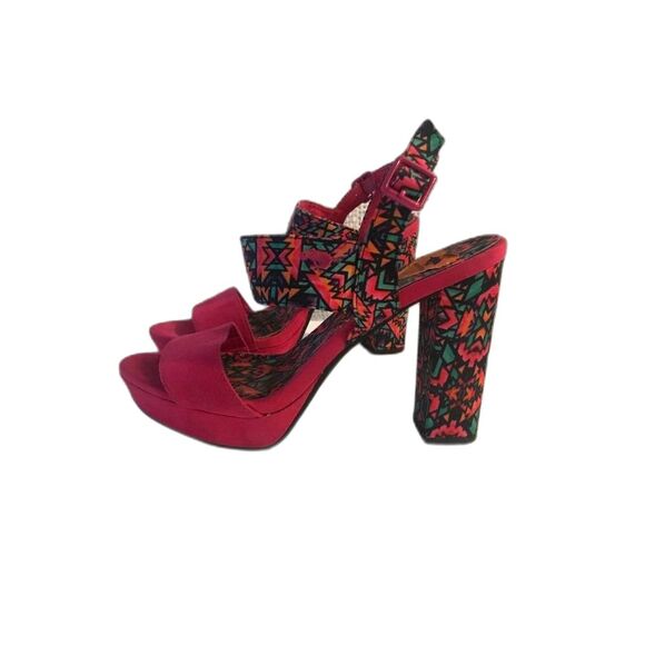 Rocket dog bright pink floral y2k style chunky heels with straps size 8 - Picture 2 of 8